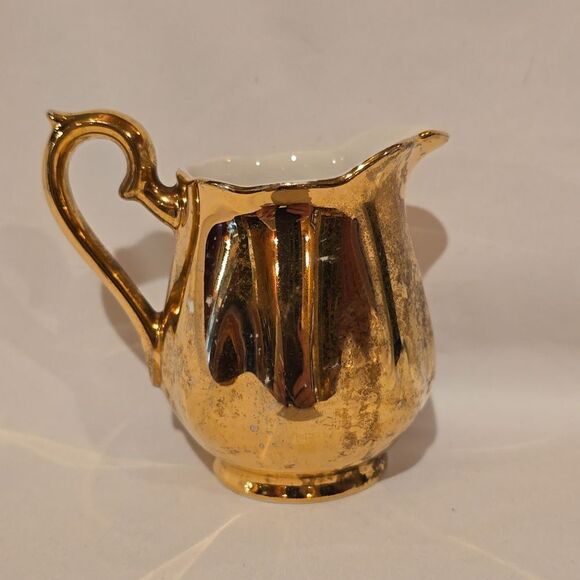 Golden Glo Other - HALL CHINA GOLDEN GLOW Vintage Cream Pitcher, Warranted 22k Gold! Preloved!